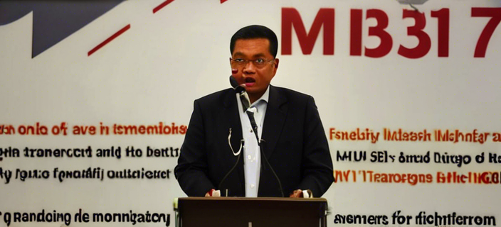 Malaysian Transport Minister speaking at a remembrance event for MH370