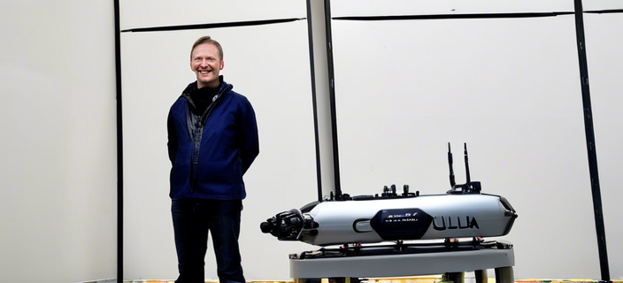 Neil Manning, the newly appointed CEO of Cellula Robotics, standing beside an AUV prototype