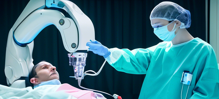 A medical robot assisting a surgeon in an operation